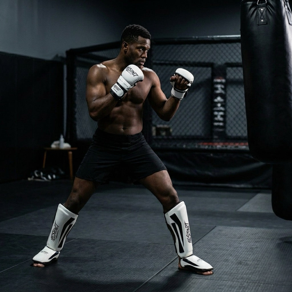 Perfekt abgestimmt

content: Handschuhe, Schienbeinschoner, Mundschutz, Bandagen – alles aufeinander abgestimmt. Ein Bundle, kein Kompromiss.